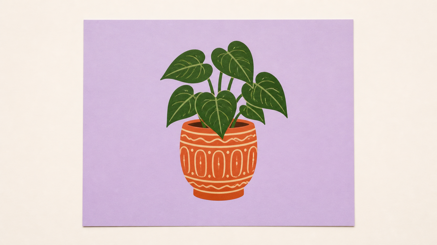 Flat planter illustration centered on a simple contrasting background with clear margins